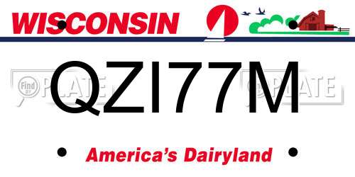 QZI77M Wisconsin License Plate