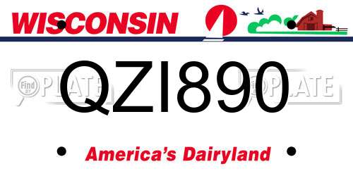 QZI890 Wisconsin License Plate