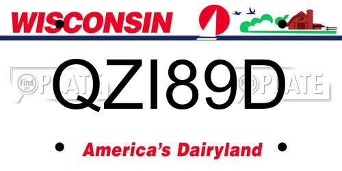 QZI89D Wisconsin License Plate