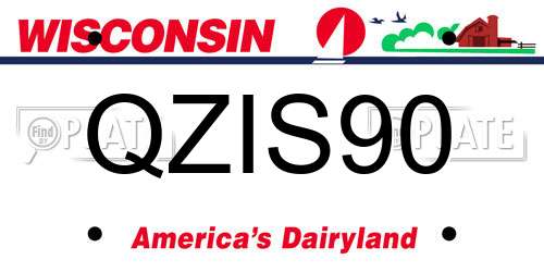 QZIS90 Wisconsin License Plate