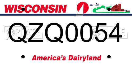 QZQ0054 Wisconsin License Plate