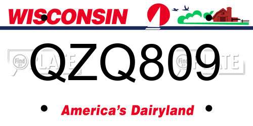 QZQ809 Wisconsin License Plate