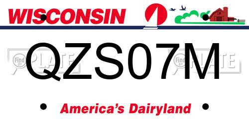 QZS07M Wisconsin License Plate