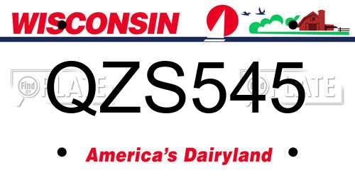 QZS545 Wisconsin License Plate