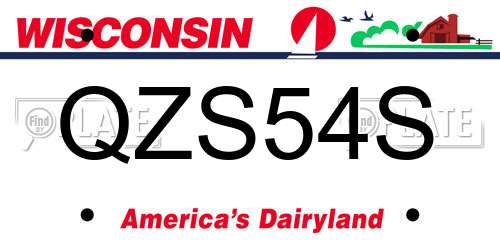 QZS54S Wisconsin License Plate