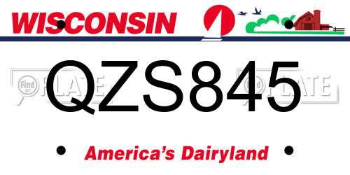 QZS845 Wisconsin License Plate