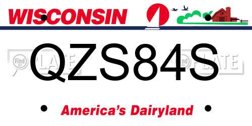 QZS84S Wisconsin License Plate
