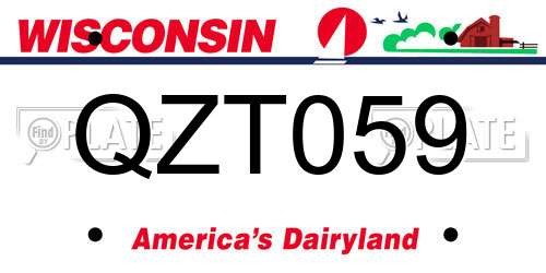 QZT059 Wisconsin License Plate
