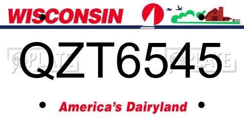 QZT6545 Wisconsin License Plate
