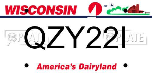 QZY22I Wisconsin License Plate