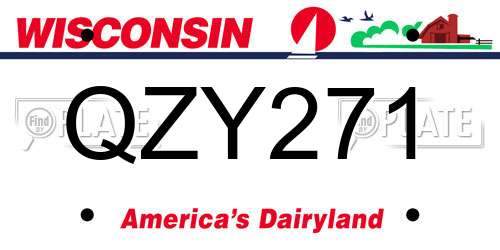 QZY271 Wisconsin License Plate