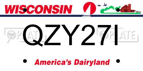 QZY27I Wisconsin License Plate