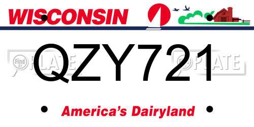 QZY721 Wisconsin License Plate