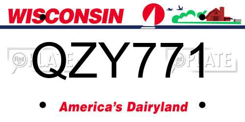 QZY771 Wisconsin License Plate