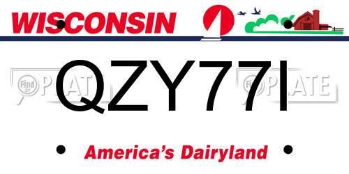 QZY77I Wisconsin License Plate