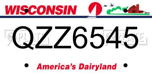QZZ6545 Wisconsin License Plate