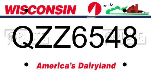 QZZ6548 Wisconsin License Plate