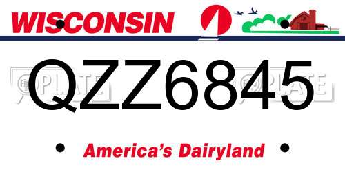 QZZ6845 Wisconsin License Plate