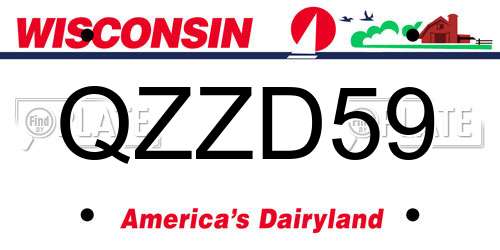 QZZD59 Wisconsin License Plate