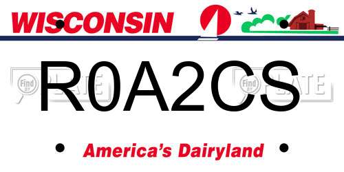 R0A2CS Wisconsin License Plate