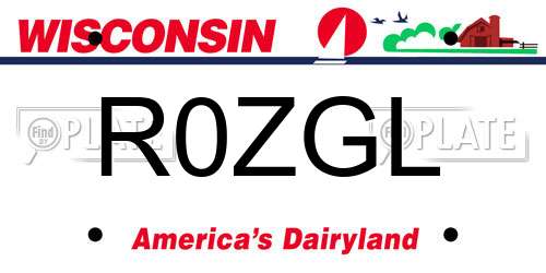R0ZGL Wisconsin License Plate