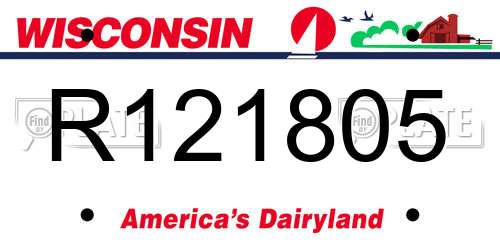 R121805 Wisconsin License Plate