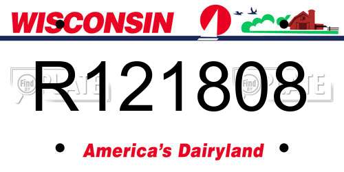 R121808 Wisconsin License Plate
