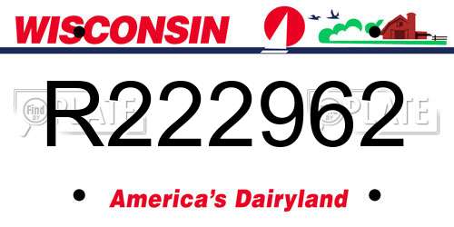R222962 Wisconsin License Plate