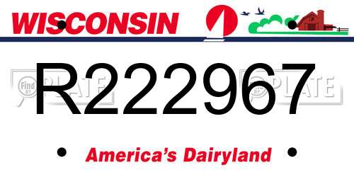 R222967 Wisconsin License Plate