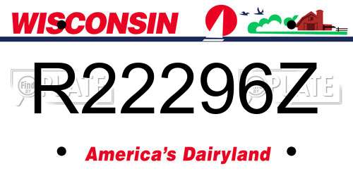R22296Z Wisconsin License Plate