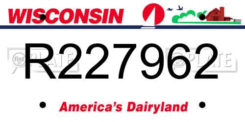 R227962 Wisconsin License Plate
