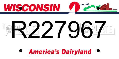 R227967 Wisconsin License Plate