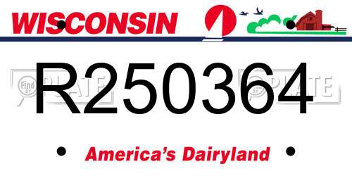 R250364 Wisconsin License Plate