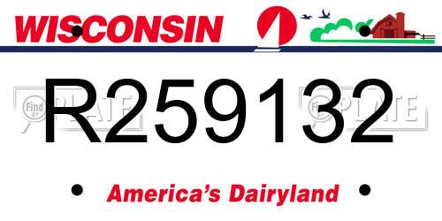 R259132 Wisconsin License Plate