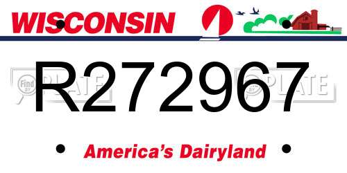 R272967 Wisconsin License Plate