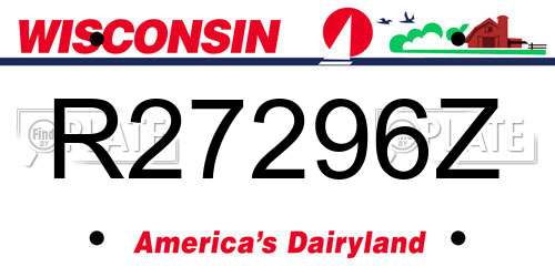 R27296Z Wisconsin License Plate