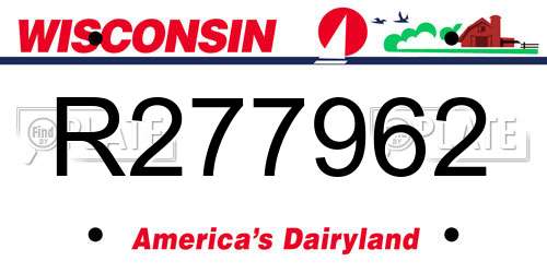 R277962 Wisconsin License Plate