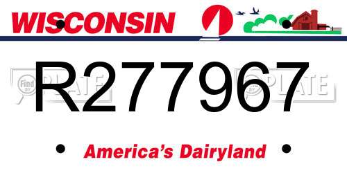R277967 Wisconsin License Plate