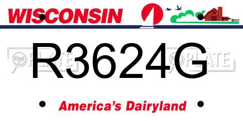 R3624G Wisconsin License Plate