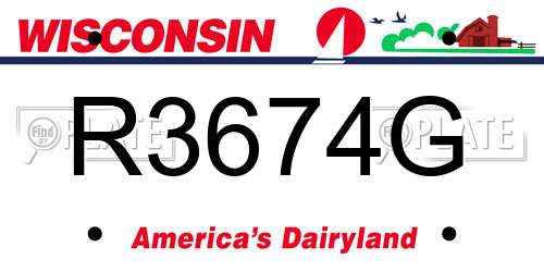 R3674G Wisconsin License Plate