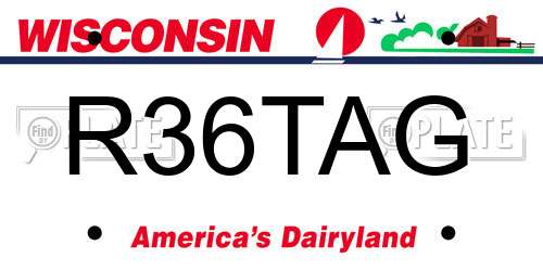 R36TAG Wisconsin License Plate