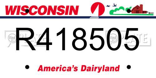 R418505 Wisconsin License Plate