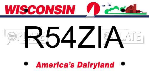 R54ZIA Wisconsin License Plate