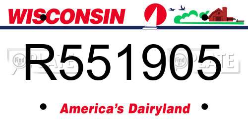 R551905 Wisconsin License Plate