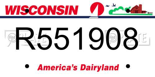R551908 Wisconsin License Plate