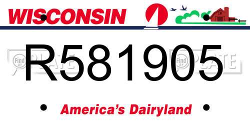 R581905 Wisconsin License Plate