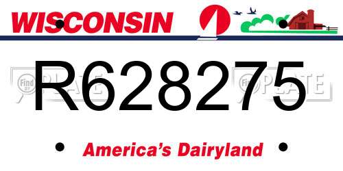 R628275 Wisconsin License Plate