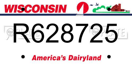 R628725 Wisconsin License Plate