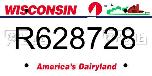 R628728 Wisconsin License Plate