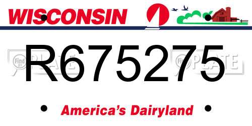 R675275 Wisconsin License Plate